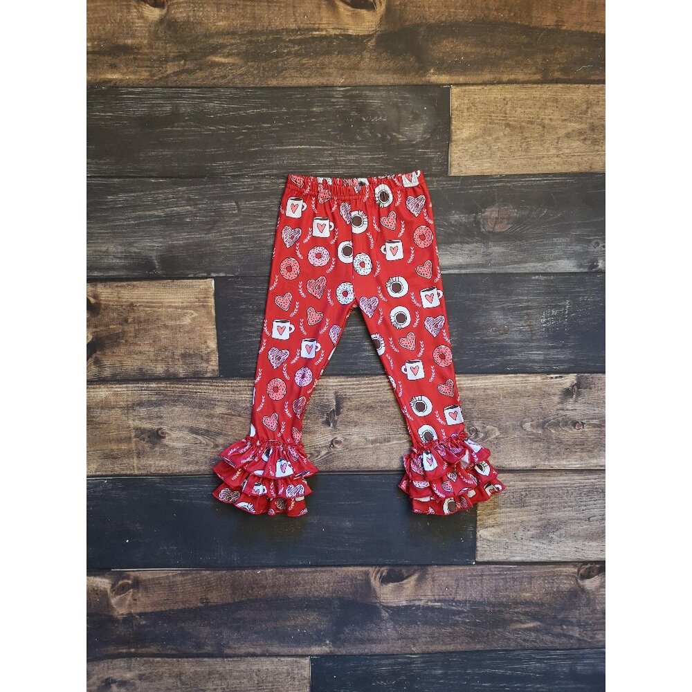 Valentine Donuts Girl Ruffle Legging